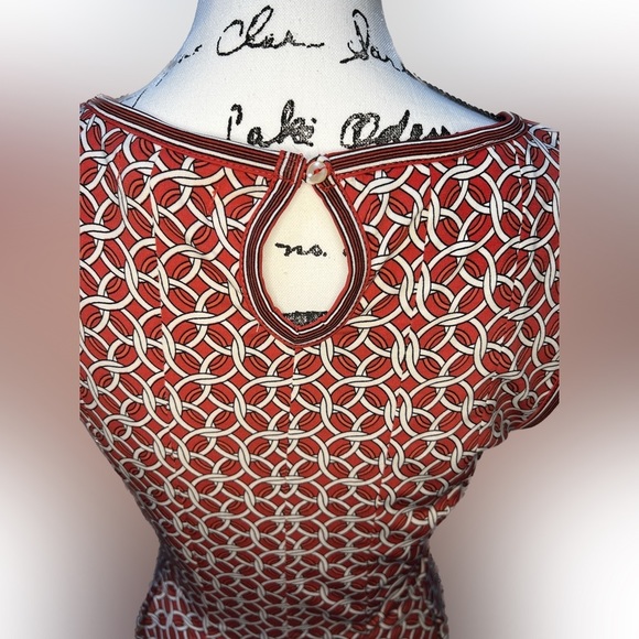 Red geometric shapes sleeveless mini dress by Max Studio, sz M (D1) - Picture 7 of 7